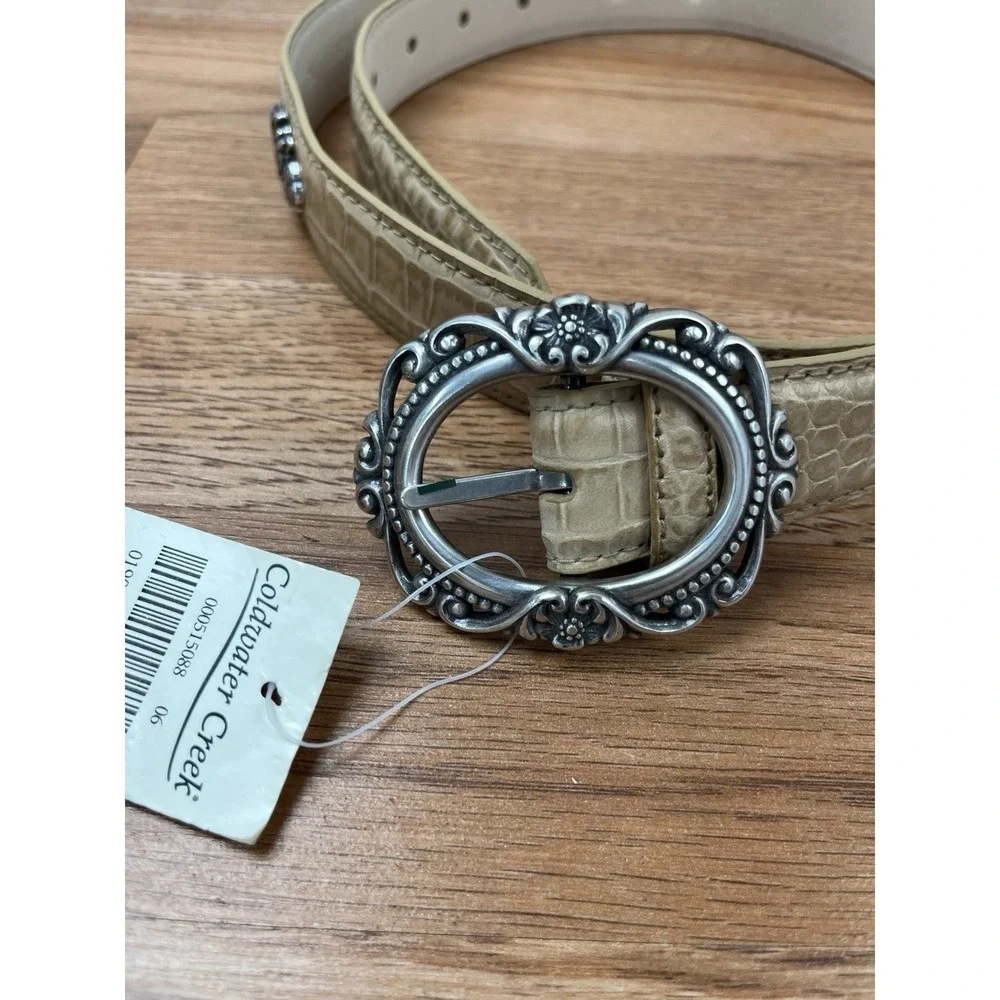 Coldwater Creek Del Rio Crocodile Embossed Leather Belt Women's Size 2x ‎ NEW